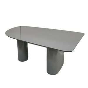 Mesa De Jantar Orgânica Stella 160x90cm Base Cinza Tampo Cinza