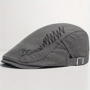 Boina Ajustvel Com Letras Bordadas Estilo Fashion Cinza
