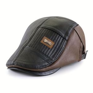 Boina De Couro Sintético Estilo Duckbill, Padrão Unissex, Opção Ideal Para Presentes Preto Amarronzado