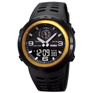 Relógio Digital Esportivo Masculino Display Duplo Multifuncional Impermeável Dourado