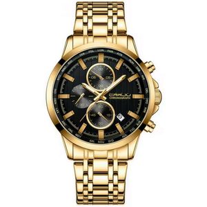 Relógio Analogico Masculino Impermeável De Quartzo Luminoso Esportivo Preto Dourado