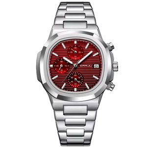Relógio De Pulso Masculino Analógico Com Pulseira De Aço Inoxidável Impermeável 3atm Vermelho