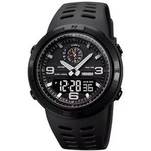 Relógio Digital Esportivo Masculino Display Duplo Multifuncional Impermeável Preto