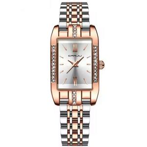 Relógio De Quartzo Feminino Design Quadrado Bracelete De Aço Inoxidável Impermeavel 3atm Prata