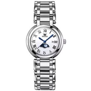 Relógio De Pulso Minimalista Feminino Analógico Quartzo Impermeavel Em Aço Inoxidavel Branco
