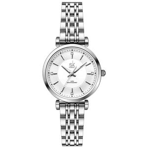 Relógio De Pulso Feminino Casual Ultra Fino Em Aço Inoxidavel Impermeavel 3atm Prata