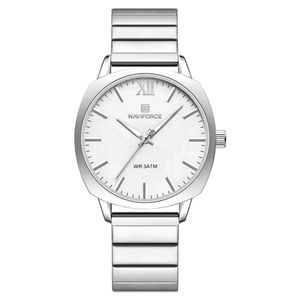 Relógio De Pulso Quartzo Em Aço Inoxidável Feminino Impermeavel Casual Branco