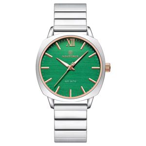 Relógio De Pulso Quartzo Em Aço Inoxidável Feminino Impermeavel Casual Verde