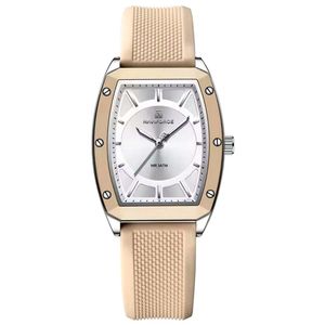Relógio De Quartzo Para Mulheres Design Tonneau Esportivo Simples Branco
