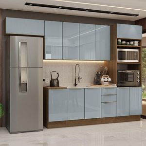 Armário De Cozinha Completa 310 cm Lux Madesa 01 Rustic/cinza