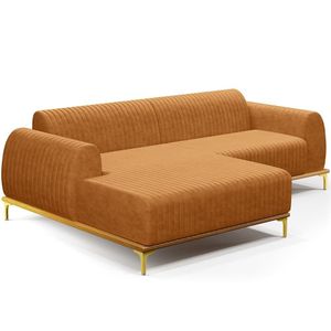 Sofá 4 Lugares Chaise Esquerdo Sala Molino 265cm D02 Pés de ouro Couríssimo Whisky B-90