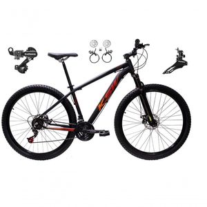 Bicicleta Aro 29 Ksw Xlt 24v K7 Câmbios Shimano Freio Hidráulico Garfo Trava - Preto/vermelho/laranja Tam.21