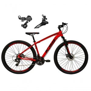 Bicicleta Aro 29 Ksw Xlt Alumínio 24v Câmbios Shimano Garfo Suspensão - Vermelho Tam.17