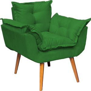 Poltrona Decorativa Alice Pé Trapézio 30cm Castanho - Verde Suede