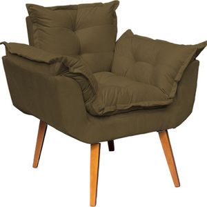 Poltrona Decorativa Alice Pé Trapézio 30cm Castanho - Marrom Suede