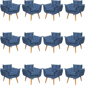 Kit 12 Poltronas Decorartiva Alice Pé Trapézio 30cm Castanho - Suede