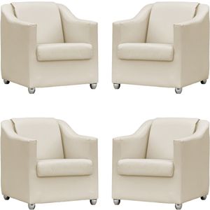 Kit 4 Poltronas Mila Corino Cores Pé De Plástico Cromado - Bege Corino