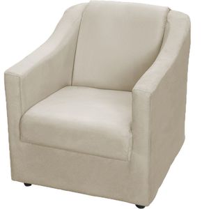 Poltrona Decorativa Mila Pé De Plástico Cromado - Bege Suede