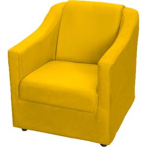 Poltrona Decorativa Mila Pé De Plástico Cromado - Amarelo Suede