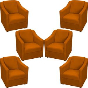 Kit 6 Poltronas Mila Pé De Plástico Cromado - Terracota Suede