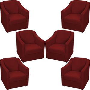 Kit 6 Poltronas Mila Pé De Plástico Cromado - Bordô Suede