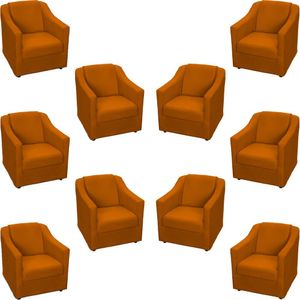 Kit 10 Poltronas Decorativa Mila Pé De Plástico Cromado - Terracota Suede