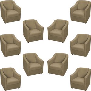 Kit 10 Poltronas Decorativa Mila Pé De Plástico Cromado - Nude Suede