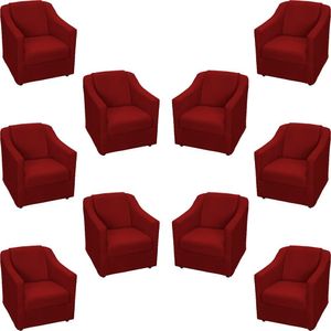 Kit 10 Poltronas Decorativa Mila Pé De Plástico Cromado - Bordô Suede