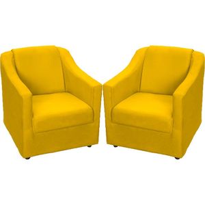 Kit 2 Poltronas Mila Pé De Plástico Cromado - Amarelo Suede