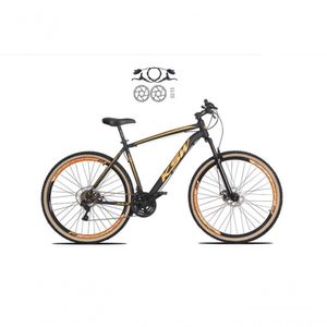 Bicicleta Aro 29 Ksw Xlt 24v Freios Disco Hidráulicos Garfo Suspensão Pneu Faixa - Preto/laranja Tam.19