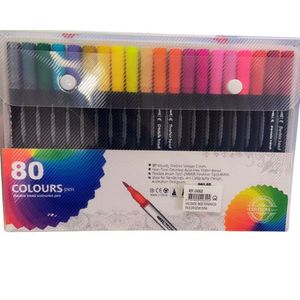 Kit Com 80 Canetas Duo Marcadores Ponta Dupla