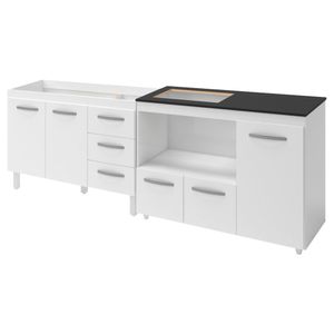 Kit Balcão Para Pia 118 Cm Bianca Branco Com Balcão Para Cooktop 4 Bocas Ana Branco