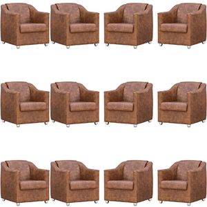Kit 12 Poltronas Mila Corino Cores Pé De Plástico Cromado - Peroba Corino