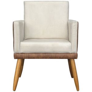 Poltrona Decorativa Lis Corino e Pé Palito 30 Cm Castanho - Bege Suede Corino