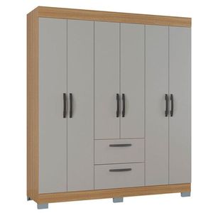 Guarda Roupa Casal Ambiente Tóquio 6 Portas Damasco Off White - Poquema