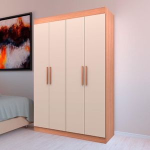 Guarda-roupa Ville 4 Portas 2 Gavetas Bartira Avelã-cappuccino