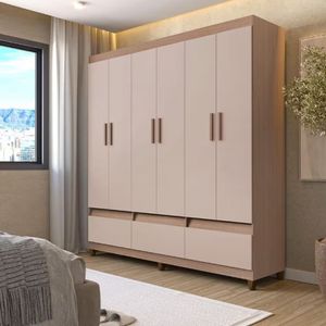 Guarda-roupa Bartira Ilhéus Com Cabideiro Avelã-cappuccino