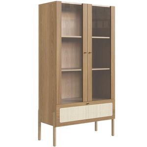 Cristaleira Para Sala De Jantar 2 Portas Pés Madeira Moss A03 Hanover Roble