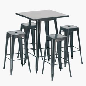 Mesa Alta Bistro Café Bar Tolix Com 4 Banquetas Tolix Iron Ferro