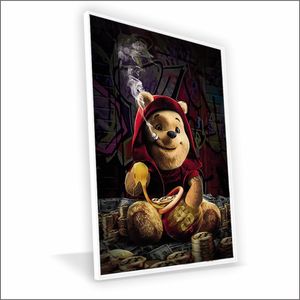 Quadro Ursinho Pooh Canvas Com Vidro Tamanho/moldura 60x40 Caixa Cor Branca