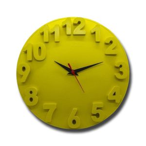 Relógio De Parede Redondo Alto Relevo 3d 30cm Delta Phr001 Amarelo