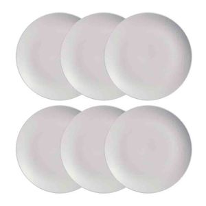 Conj 6 Pratos Rasos Porto Brasil Coup Vit Em Stoneware 26 Cm Cinza