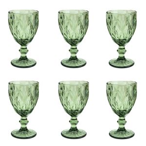 Conjunto De Taças De Vidro Para água 6 Peças 325 Ml Diamonds Verde Lyor