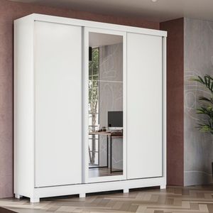 Guarda-roupa Casal Kappesberg 3 Portas Reversiveis De Correr 3 Espelhos 4 Nichos Branco