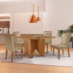 Mesa Evora 90 Mdf Canto Copo E Com 4 Cadeiras Melissa Turim 07-naturalle-naturalle
