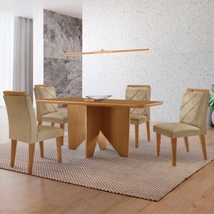 Mesa Evora 120 Mdf Canto Copo E Com 4 Cadeiras Melissa Turim 07-naturalle-naturalle