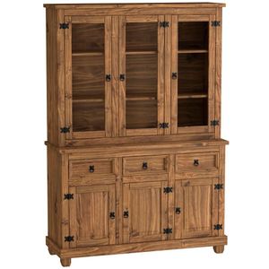 Cristaleira De Madeira 6 Portas Com Vidro E Pés Rustic Line Cera