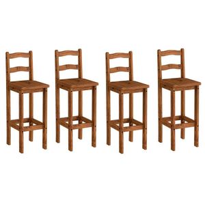 Kit 4 Banquetas Para Bancada Madeira Maciça Rustic Line Cera