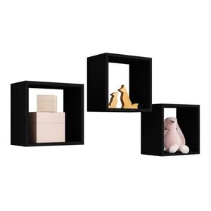 Kit 3 Nichos Decorativo 30 Cm Preto Ajl