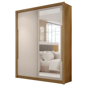 Guarda Roupa Dubai Com Espelho 2 Portas De Correr Nature Fendi Vr